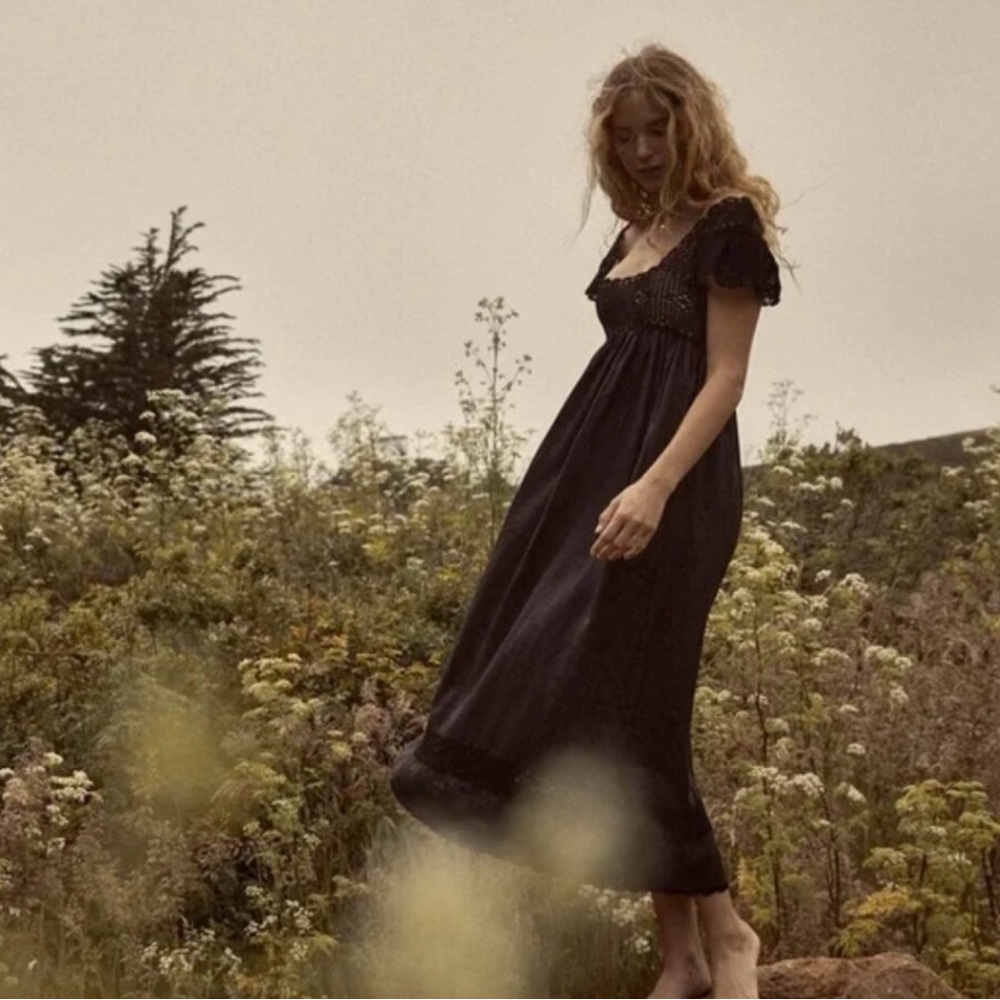 Doen Black Lace-Trim Maxi Dress - Picture 8 of 12
